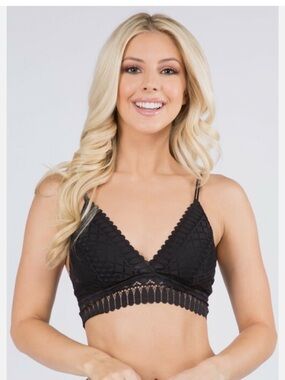 NWT Anemone Black Lace Triangle Bralette